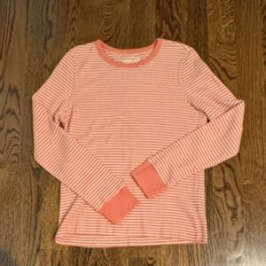 American Eagle Outfitters coral  Striped Long Sleeve waffle knit tee large